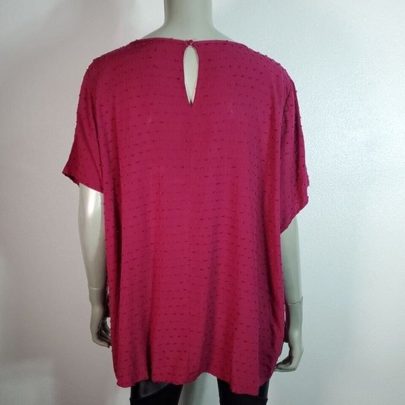 Lane Bryant Top Plus Sz 20 Crochet Short Sleeve Crew Neck Pullover Purple/Red? - Picture 4 of 6